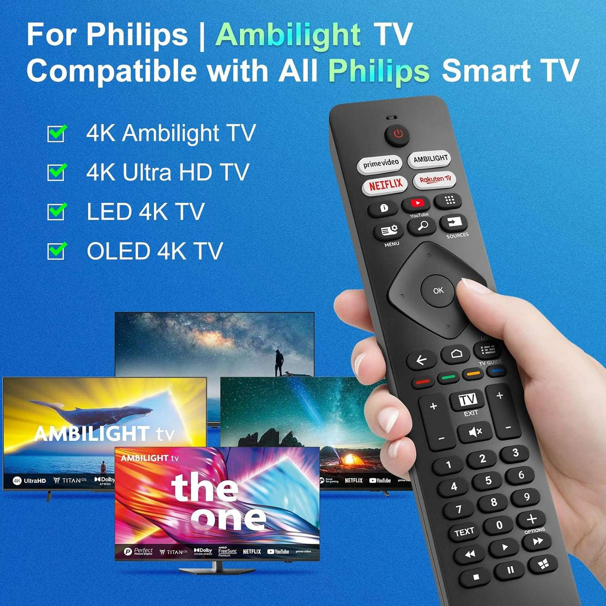 Universel Fjernbetjening til Philips Ambilight Smart TV