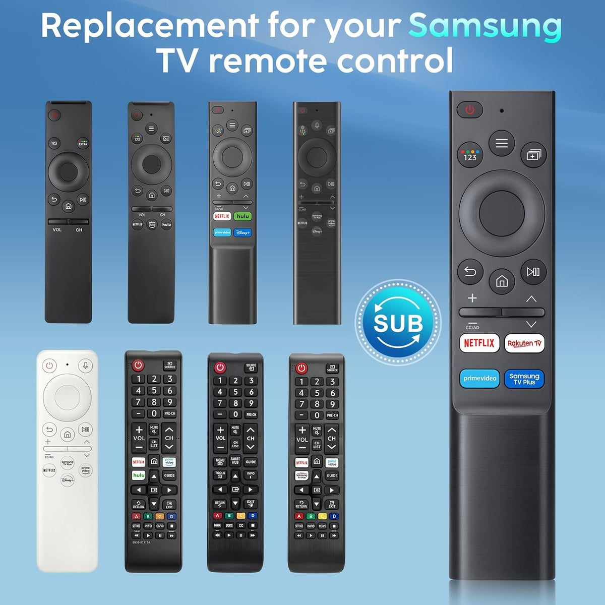 Universel Smart TV-fjernbetjening til Samsung, kompatibel med originale Samsung-modeller