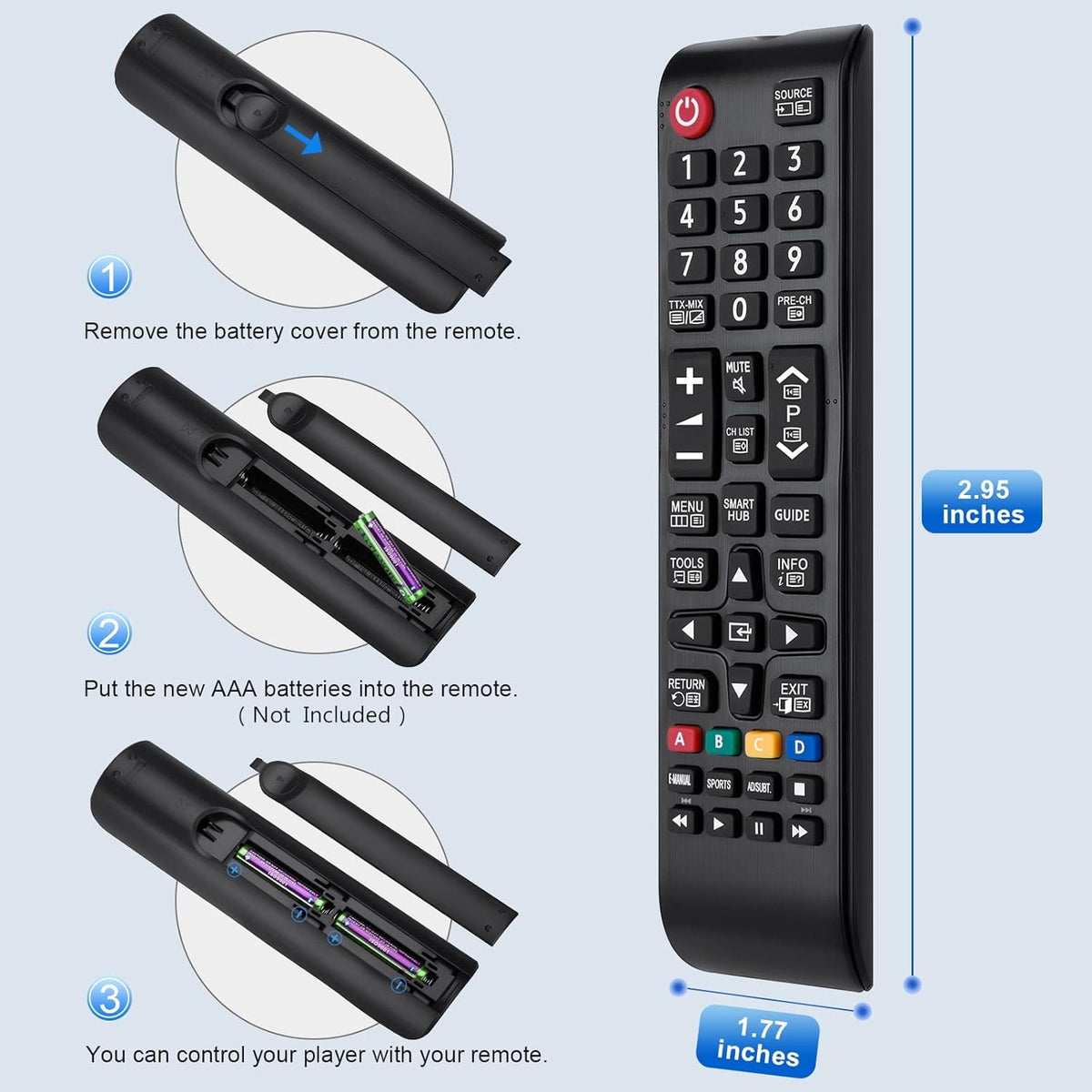 Universel fjernbetjening til Samsung Smart TV kompatibel med Samsung originale fjernbetjeninger