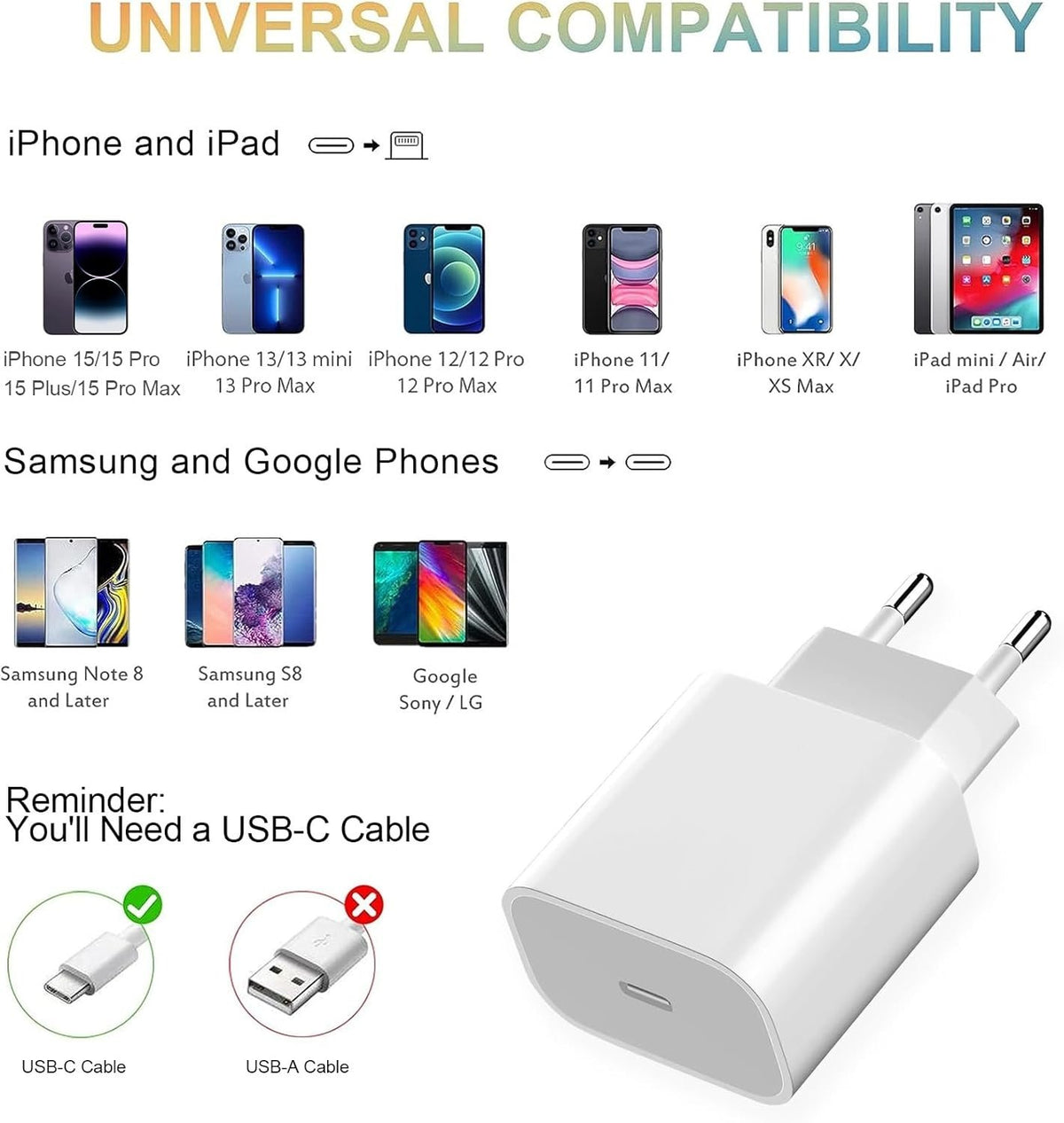 Vægoplader USB-C 20W PD