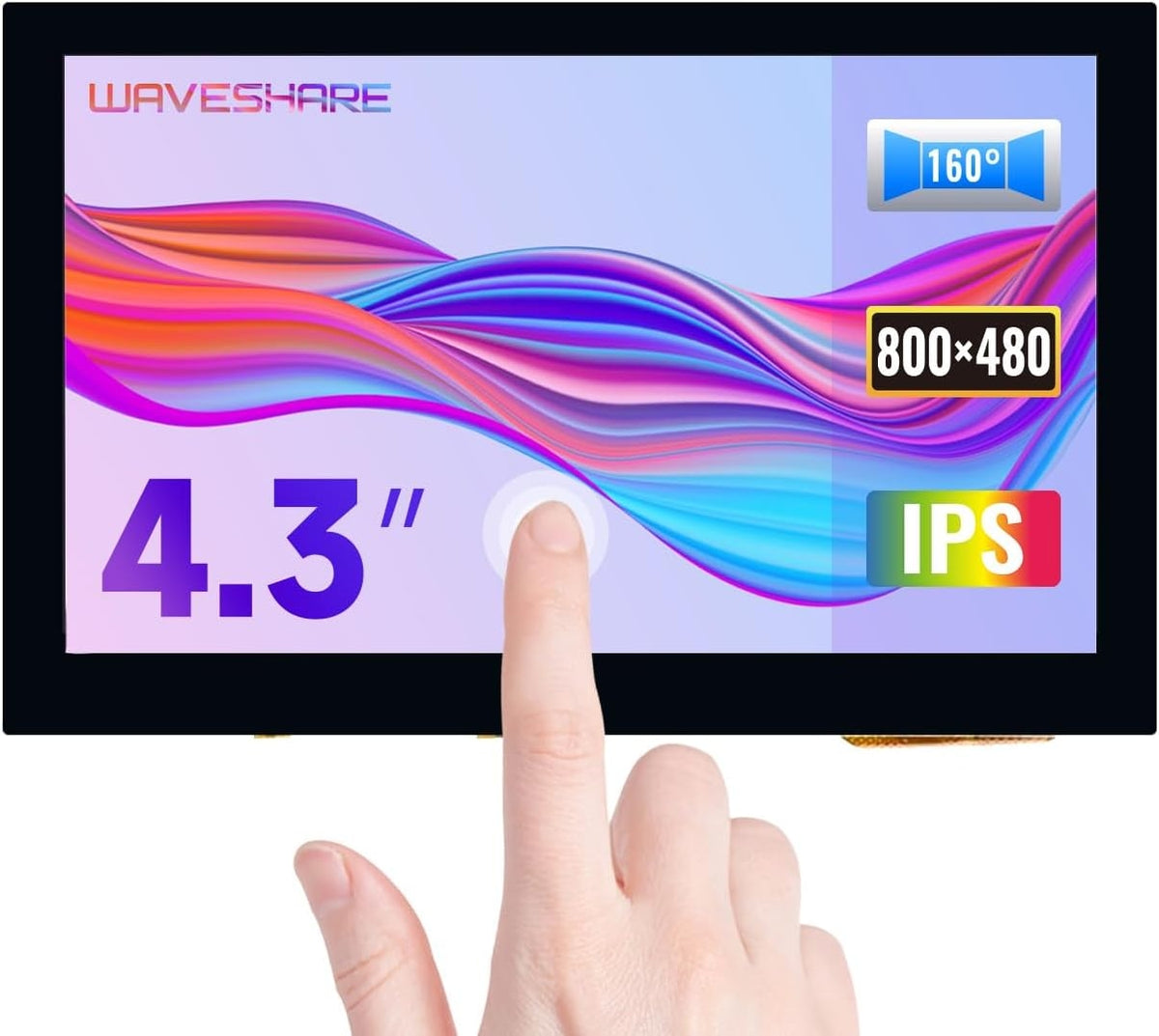 Waveshare 4,3-tommer LCD Touch-skærm til Raspberry Pi 5/4B/3B+/3A+/3B/2B/B+/A+ 800 × 480 IPS