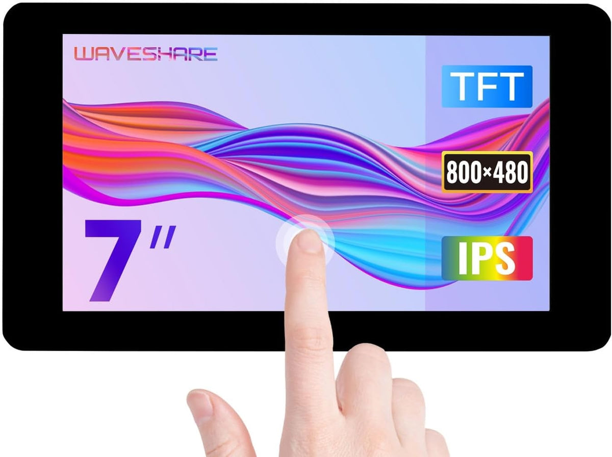 Waveshare 7-tommer touch-skærm til Raspberry Pi 5, 4B, Raspberry Pi 3B+/3B/3A+, CM3/3+/4 og VisionFive2 Core3566, 800 × 480 opløsning med DSI-interface