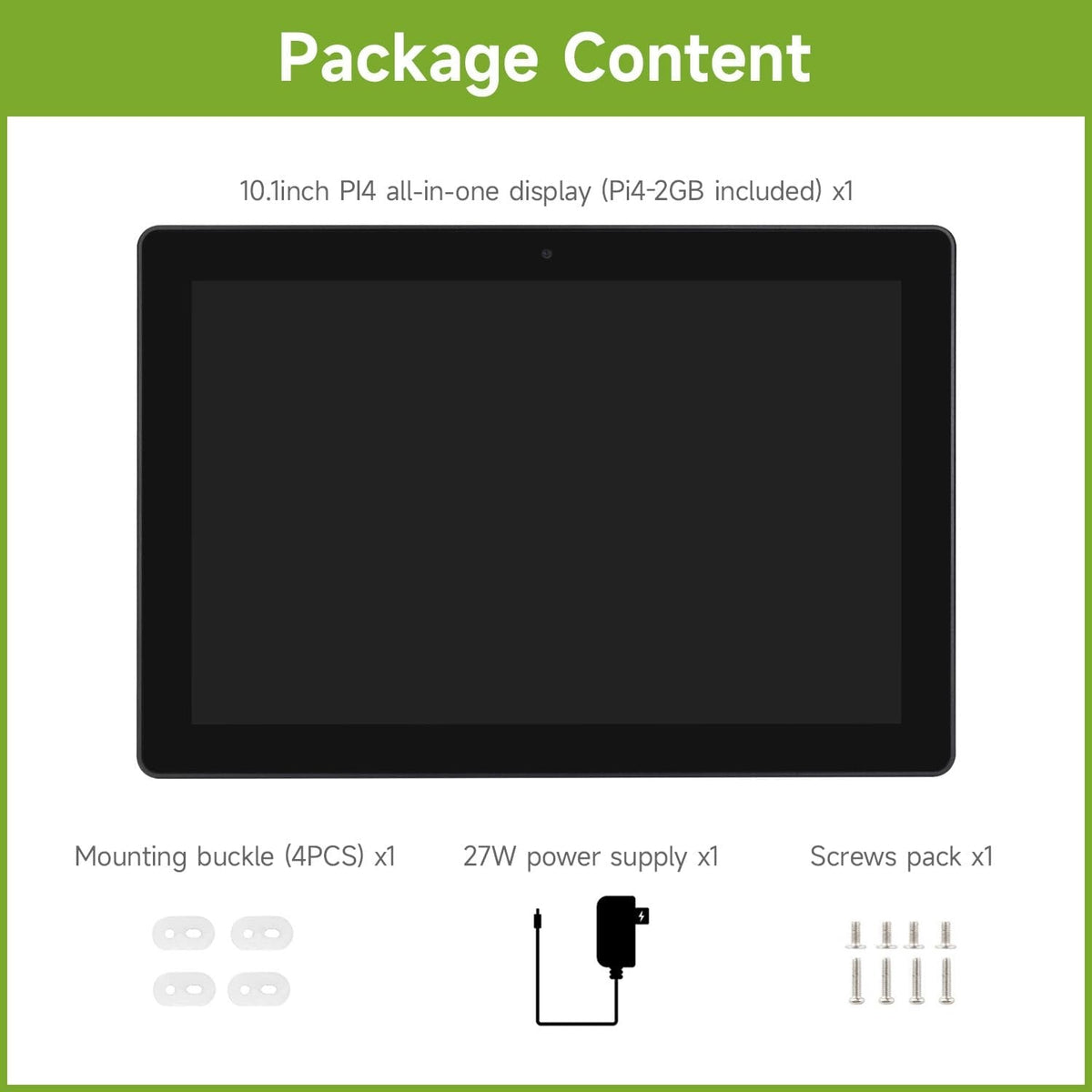 Waveshare industriel HMI alt-i-én 10,1" touchskærm, kompatibel med Raspberry Pi 4 (medfølger), understøtter dobbelt 4K HDMI-udgang
