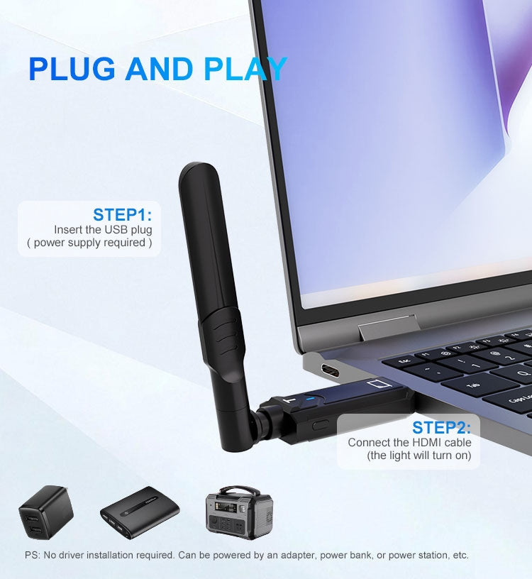 Trådløs HDMI-sender/modtager 1 til 2, 1080P 60Hz 400 m