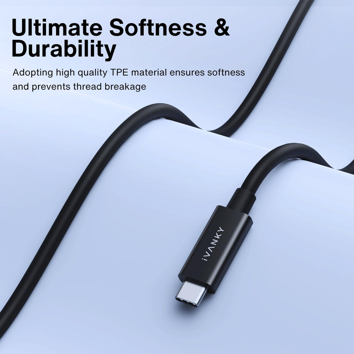 iVANKY Intel Certified Thunderbolt 4 Kabel 1,5 m 240W Opladning 40Gbps 8K Skærm USB-C til USB-C