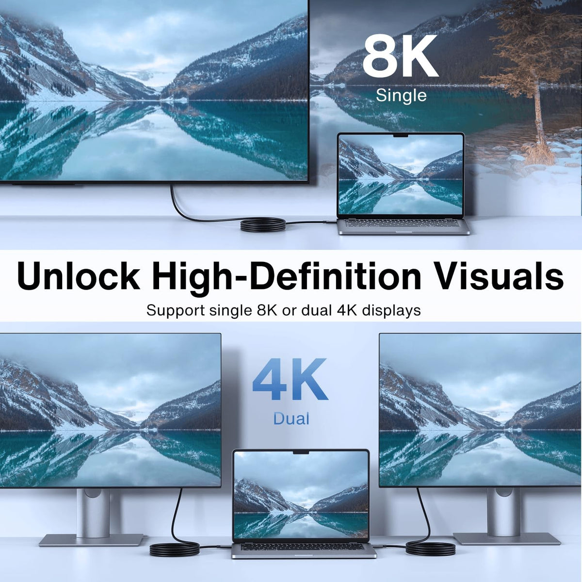 iVANKY Intel Certified Thunderbolt 4 Kabel 1,5 m 240W Opladning 40Gbps 8K Skærm USB-C til USB-C